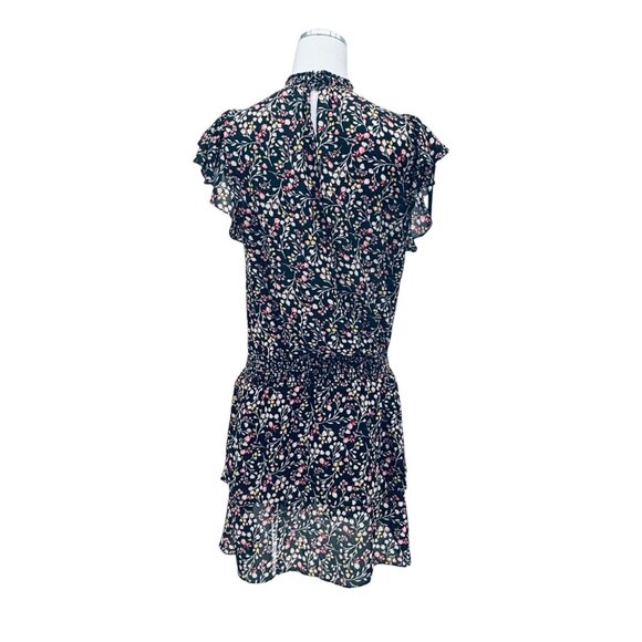 Micro Floral Print Smocked Waist Ruffle Sleeve Dress Large Boho Chic Cottagecore - Picture 9 of 15